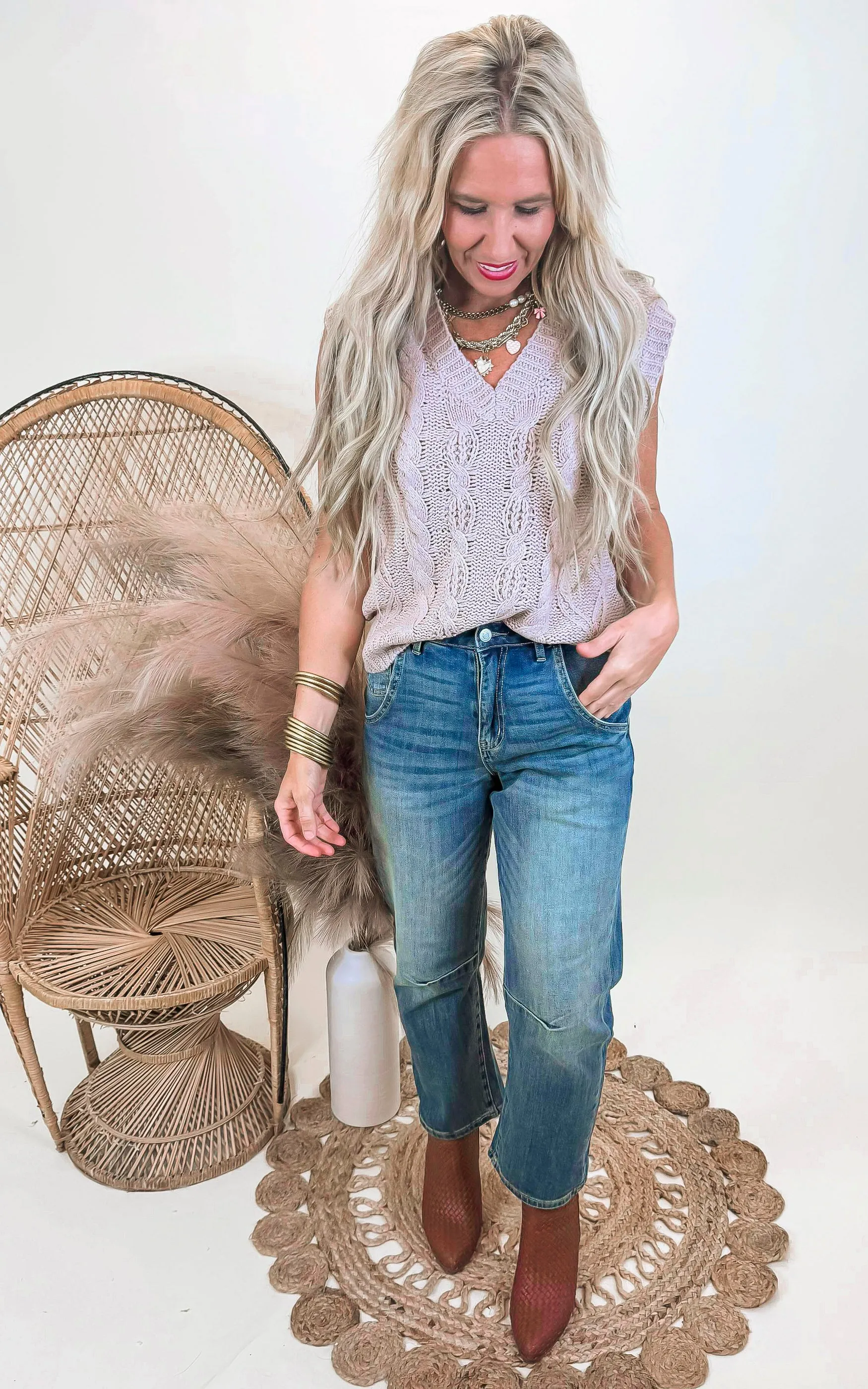 Chunky Cable Knit Sweater Vest - Final Sale