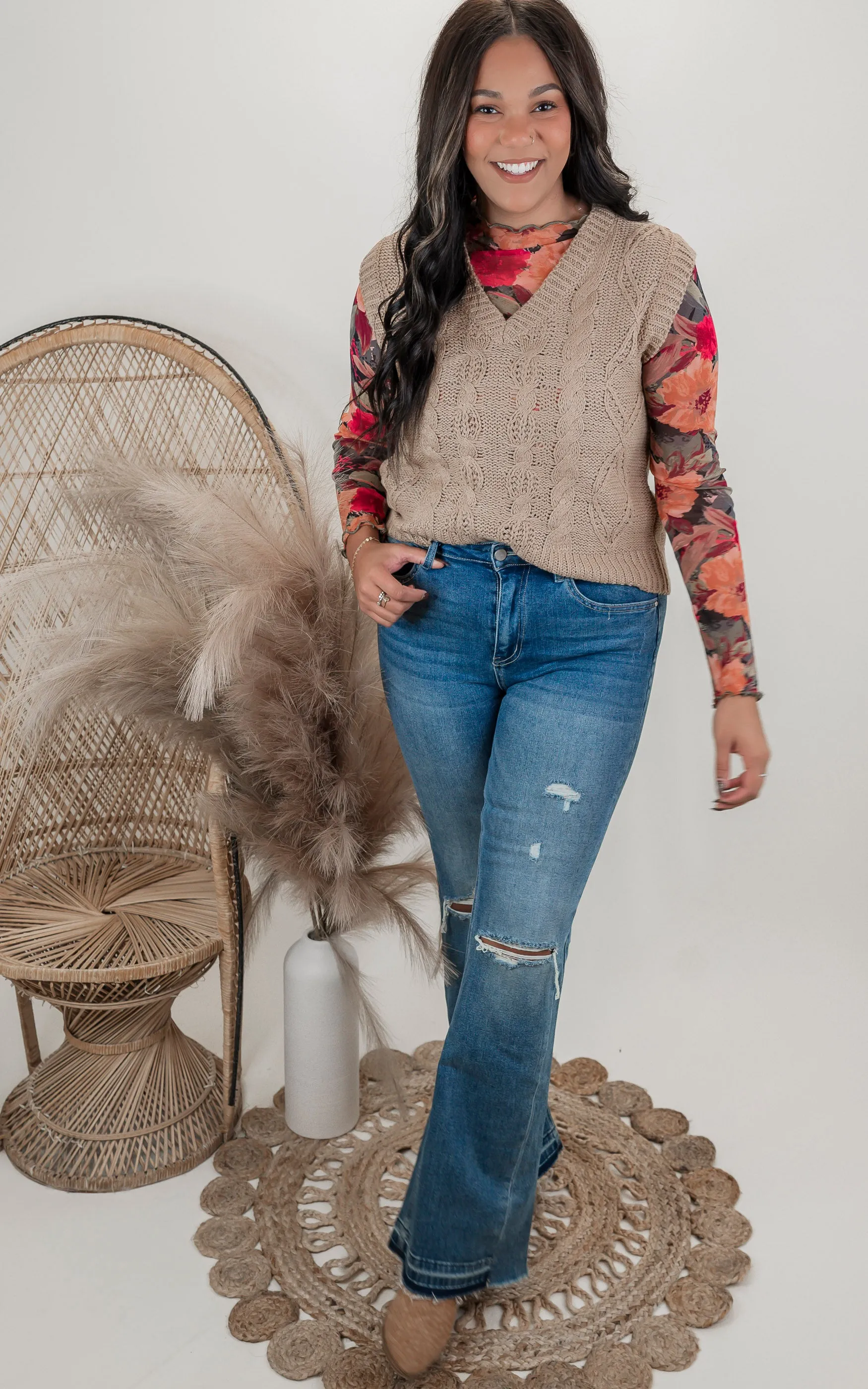 Chunky Cable Knit Sweater Vest - Final Sale