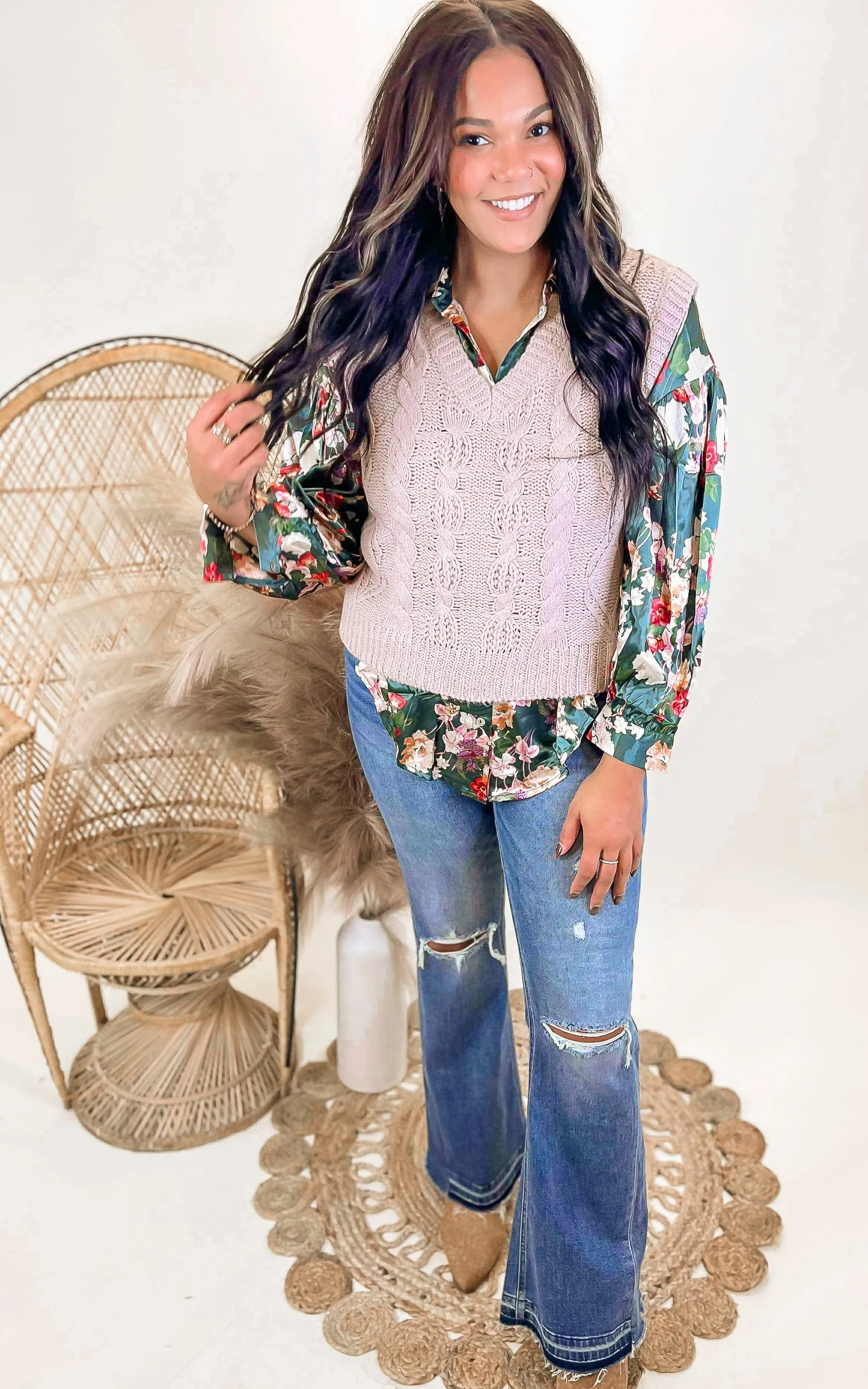 Chunky Cable Knit Sweater Vest - Final Sale