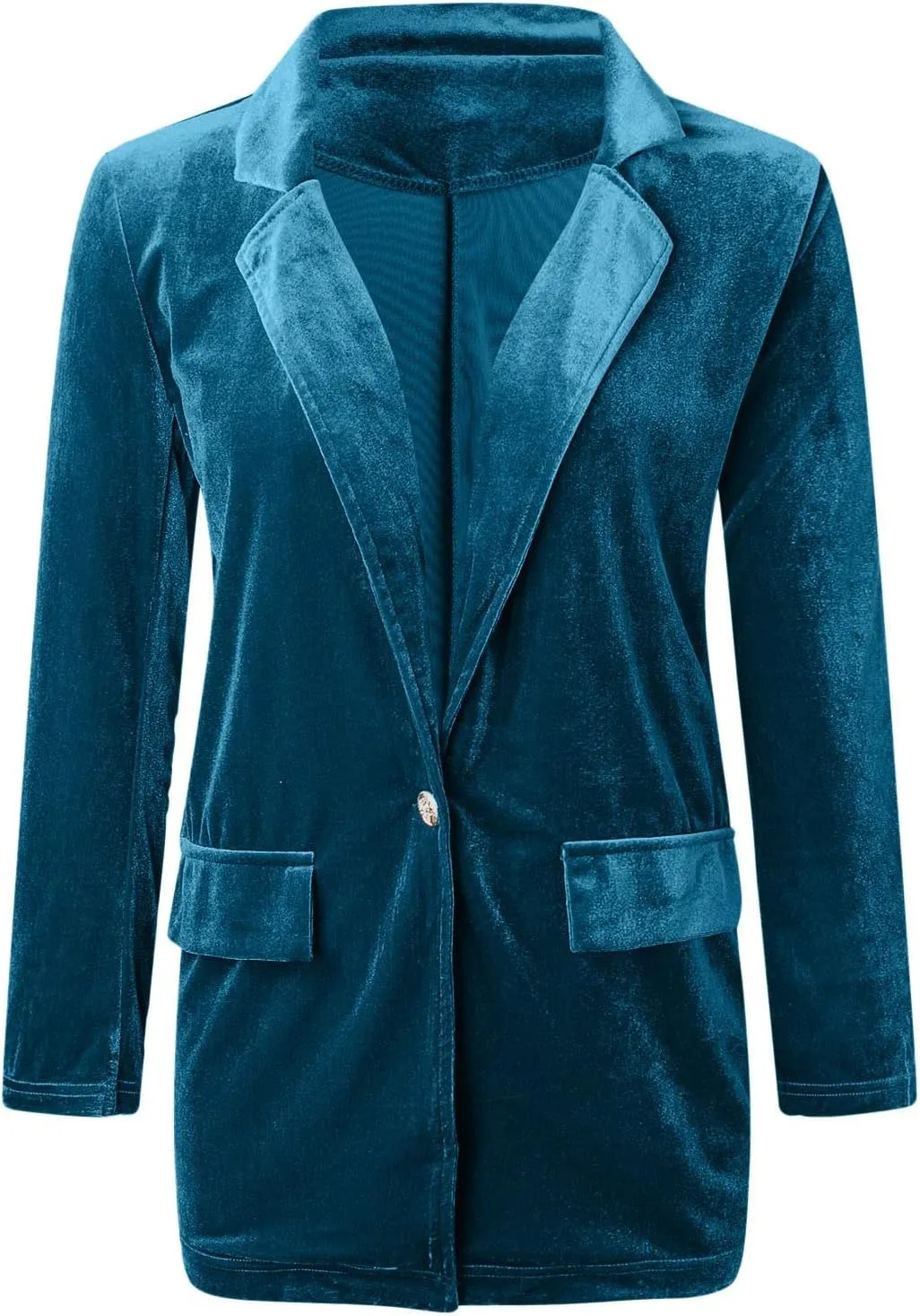 cooki Velvet Blazer Jackets for Women Velvet Trench Coat Open Front Cardigan with Pockets Long Lapel Winter Velvet Soft Coat