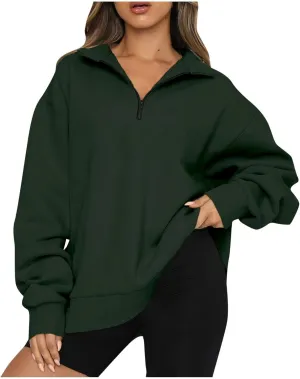 COTECRAM Women Oversized Sweatshirts Hoodies Half Quarter Zip Pullover Long Sleeve Sweaters Teen Girls Fall Y2k Clothes