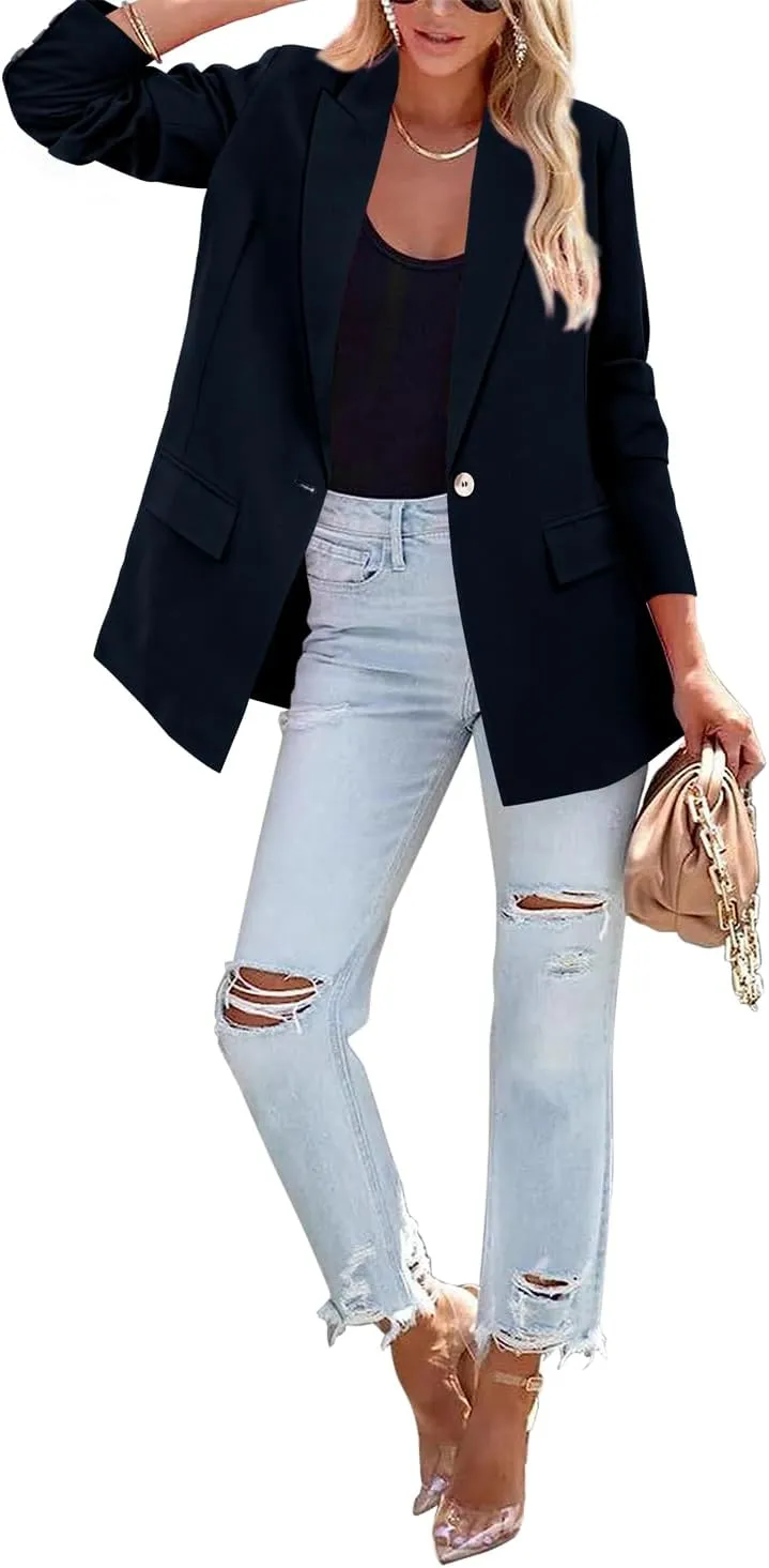 CRAZY GRID Women Business Casual Blazer Fashion Lightweight with Lined Professional Work Office Suit Jacket