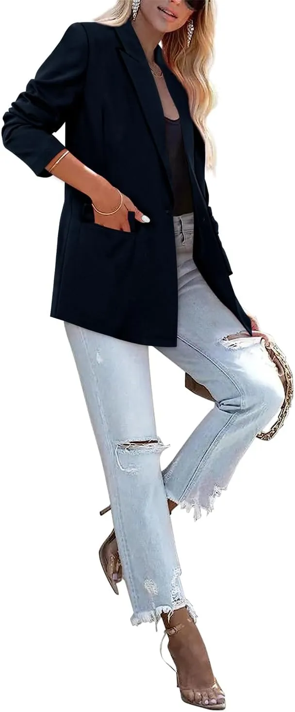 CRAZY GRID Women Business Casual Blazer Fashion Lightweight with Lined Professional Work Office Suit Jacket