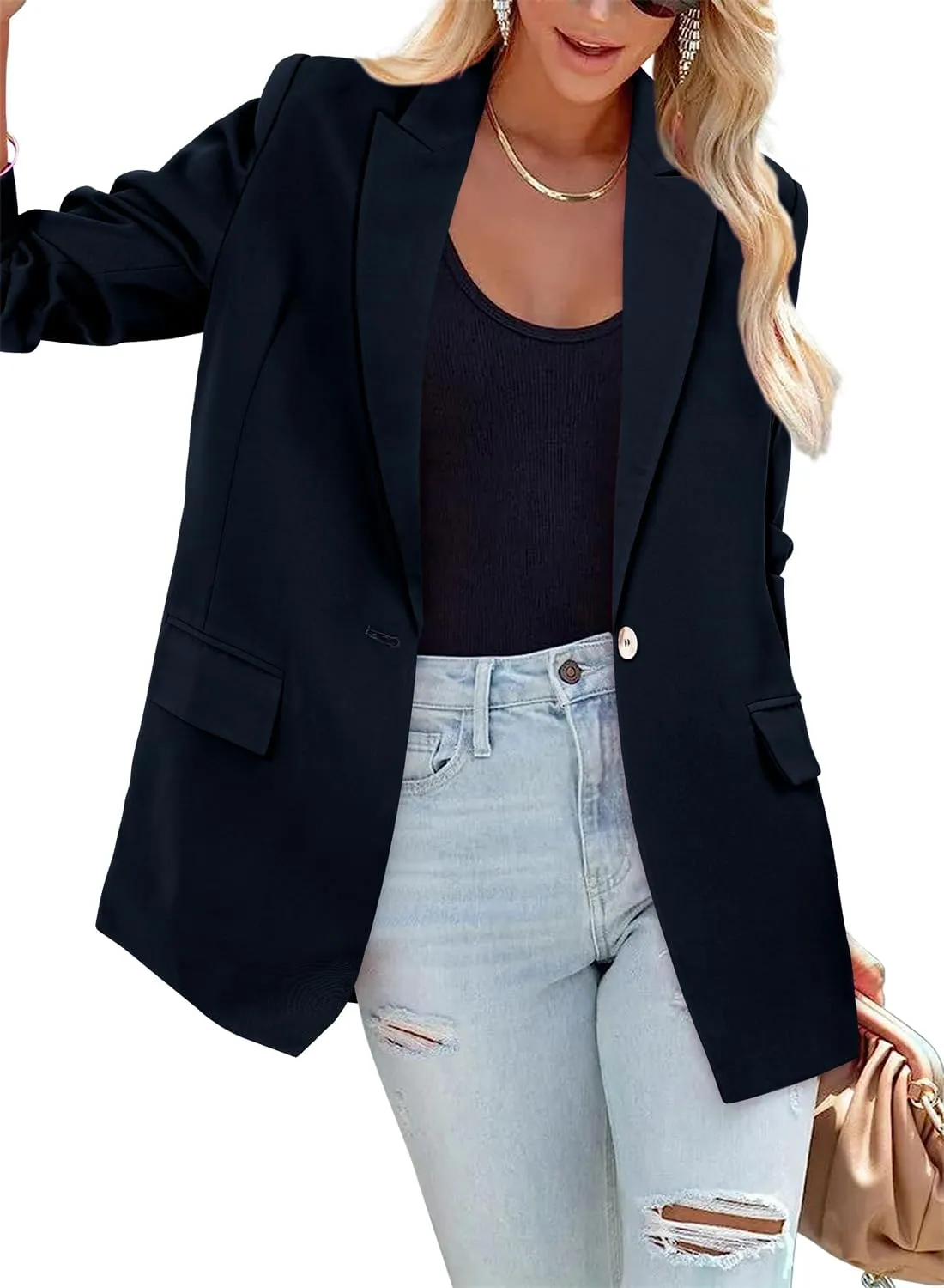 CRAZY GRID Women Business Casual Blazer Fashion Lightweight with Lined Professional Work Office Suit Jacket