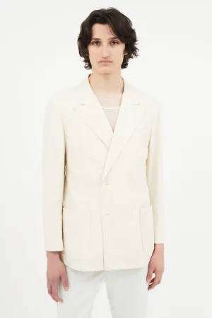 Cream Linen Double Breasted Blazer