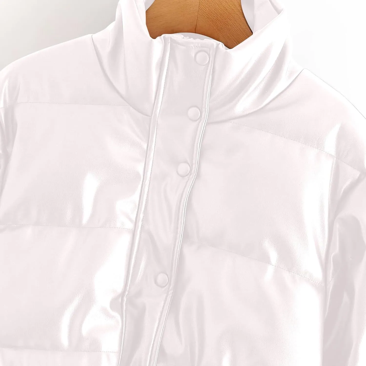 Cropped Puffer Jackets For Women Lightweight Long Sleeve Bubble Jacket Cute Button Softshell Padded Puffer Down Coats