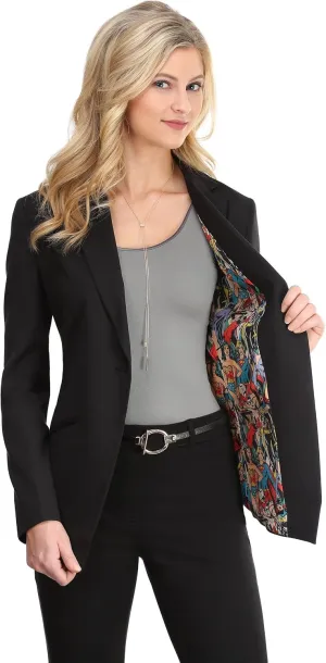 DC Comics Vintage Print One-Button Blazer for Women