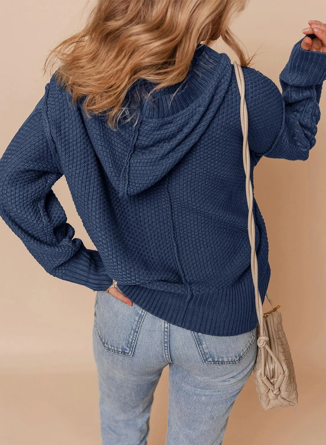 Dokotoo Oversized Sweaters for Women Casual Solid Long Sleeve Button Down Chunky Knit Hooded Cardigan Sweaters Coat