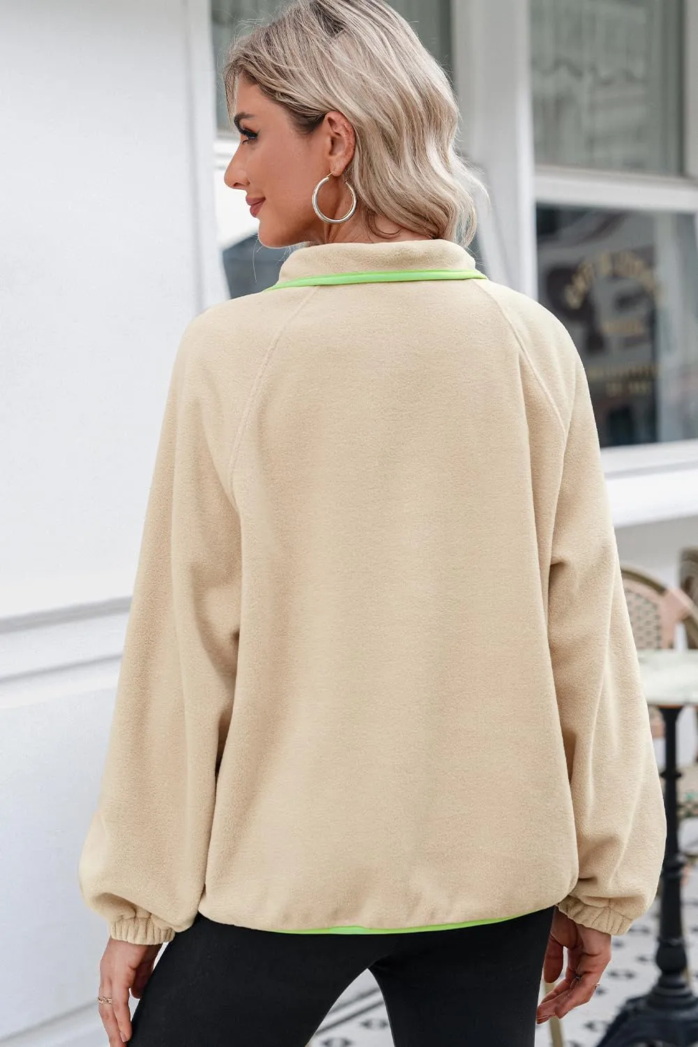 Dokotoo Sweatshirt for Women Oversized Fuzzy Fleece Jacket Color Block Button Long Sleeve Pullover Sherpa Sweatshirts Tops