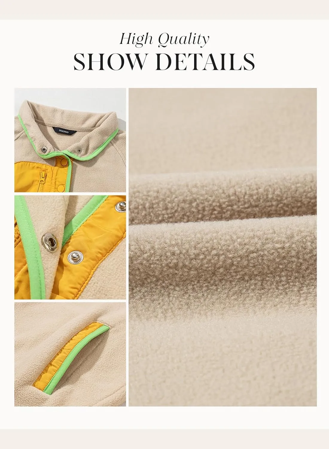 Dokotoo Sweatshirt for Women Oversized Fuzzy Fleece Jacket Color Block Button Long Sleeve Pullover Sherpa Sweatshirts Tops