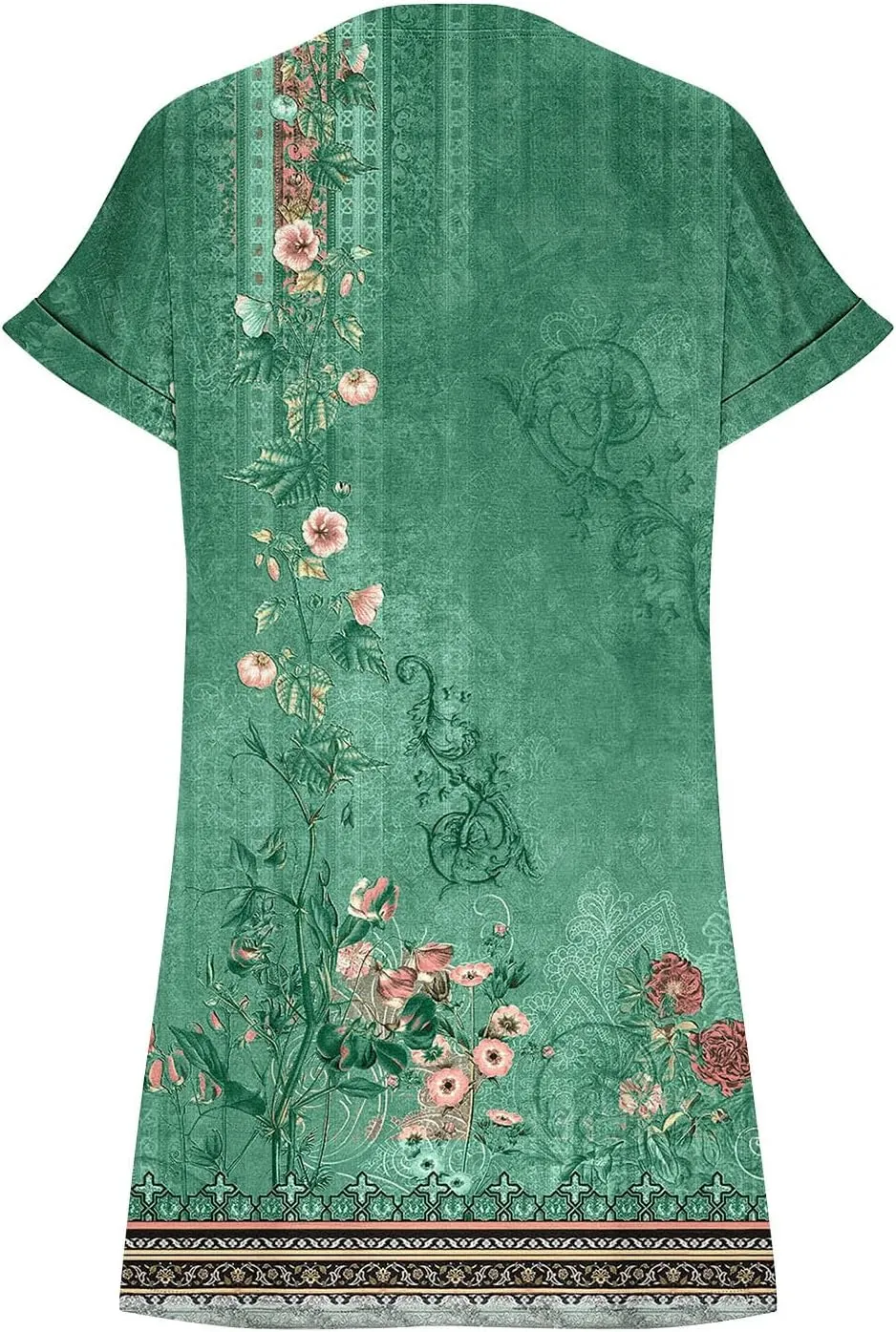 Dresses Women Summer Short Sleeve Crew Neck Floral Print Midi Dress Casual Beach Sun Dresses Plus Size Flowy Dress
