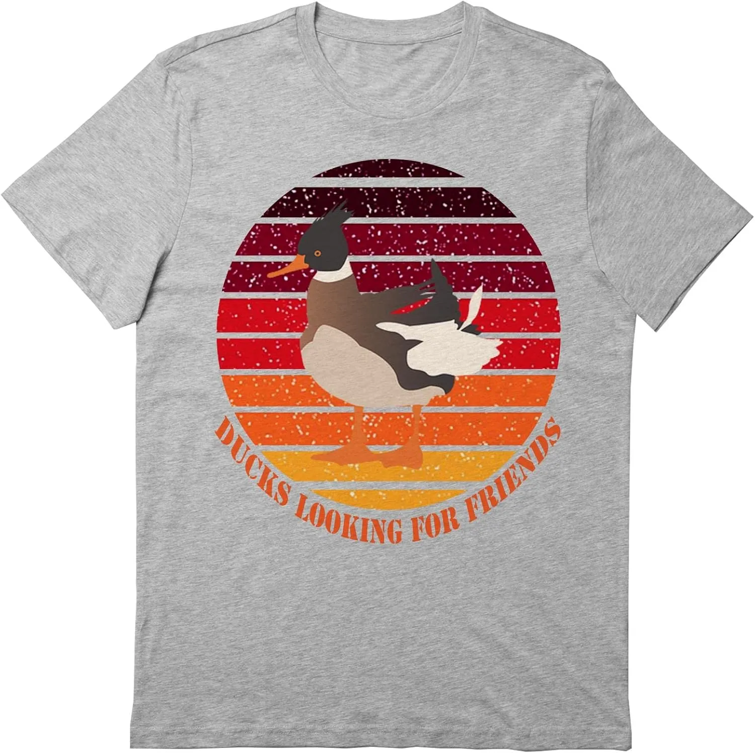 Ducks Looking for Friends Retro Sunset T-Shirt, Funny Ducks Looking for Friends T-Shirt, Love Ducks Looking for Friends T-Shirt Gray
