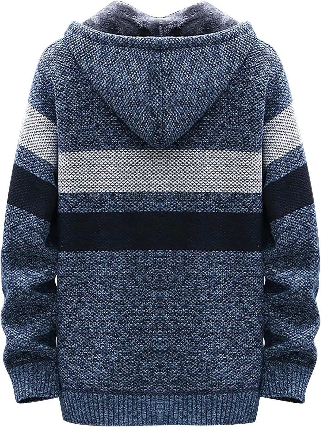 DuDubaby Fleece Lined Hoodie for Men Fall and Winter Casual Sweater Jacket Warm Knit Sweater Hooded Hoodie