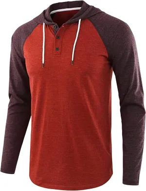 DuDubaby Going Out Tops for Men Casual Patchwork Sports Sweatshirt Long Sleeve Hooded Pullover Top