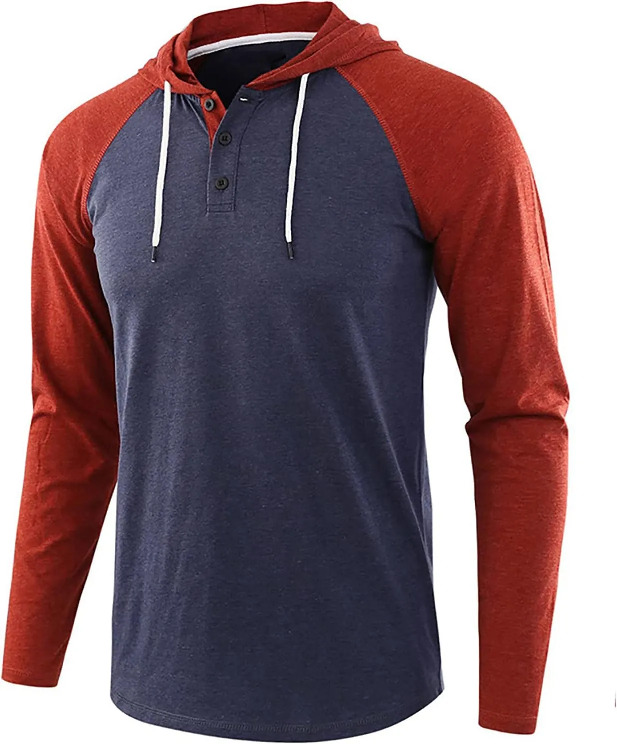 DuDubaby Going Out Tops for Men Casual Patchwork Sports Sweatshirt Long Sleeve Hooded Pullover Top