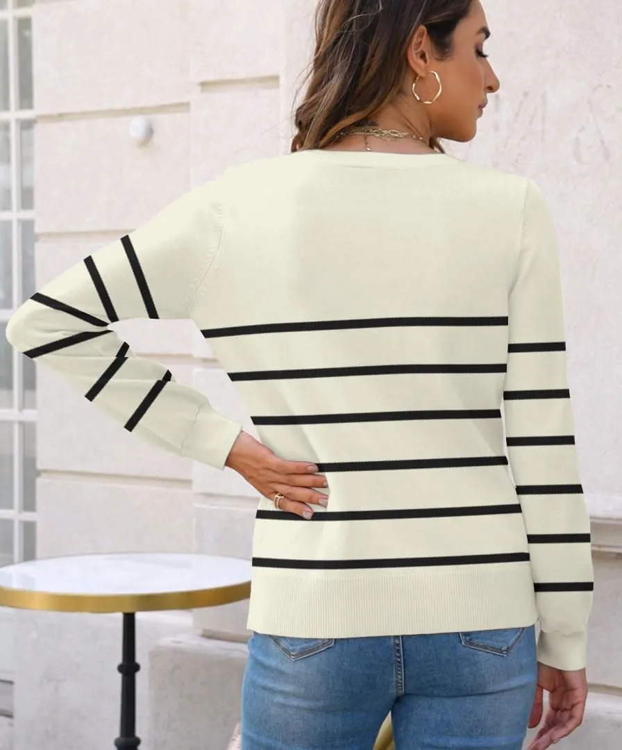 ETCYY Womens 2025 Lightweight Knit Cardigan Sweaters Fall Long Sleeve Crewneck Open Front Button Down Outerwear Lady Jacket