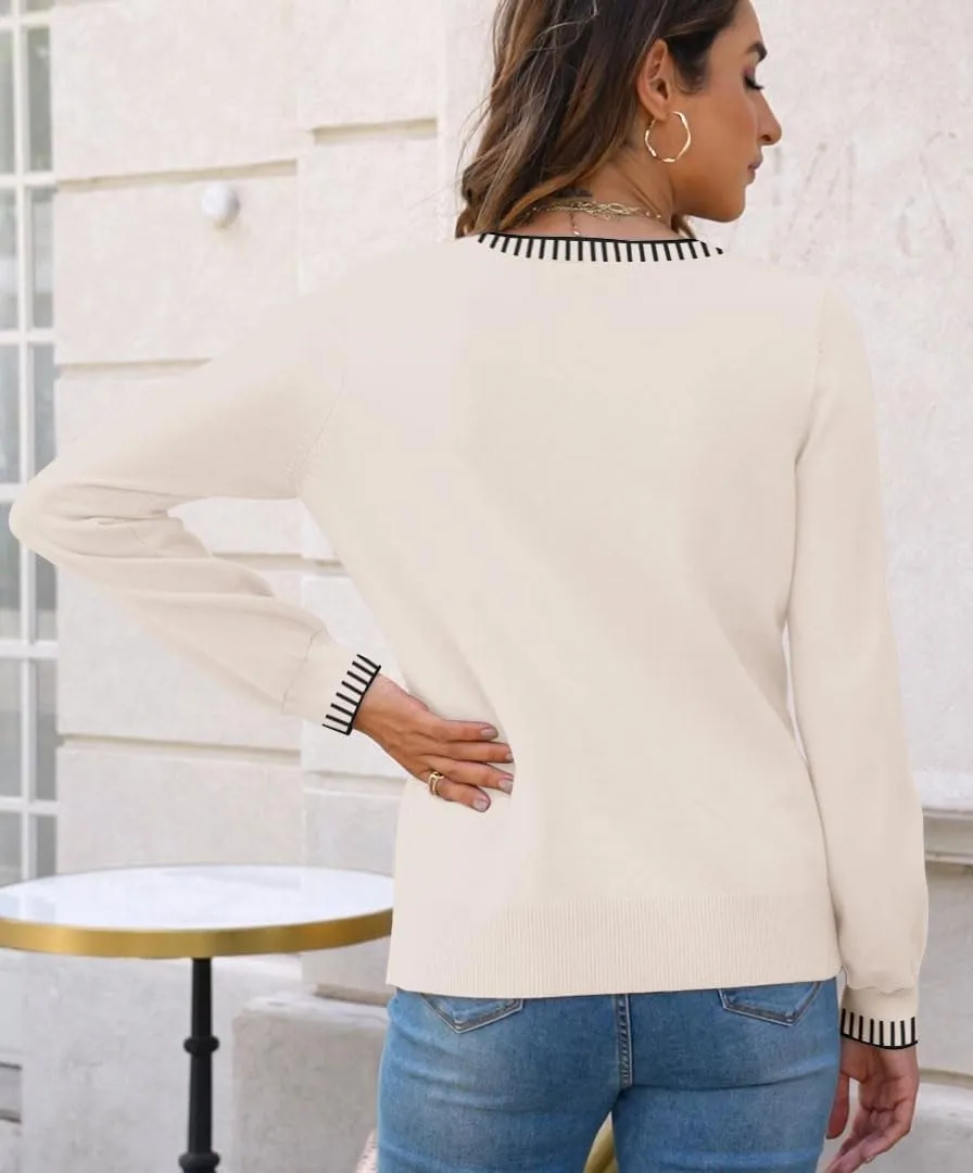 ETCYY Womens 2025 Lightweight Knit Cardigan Sweaters Fall Long Sleeve Crewneck Open Front Button Down Outerwear Lady Jacket