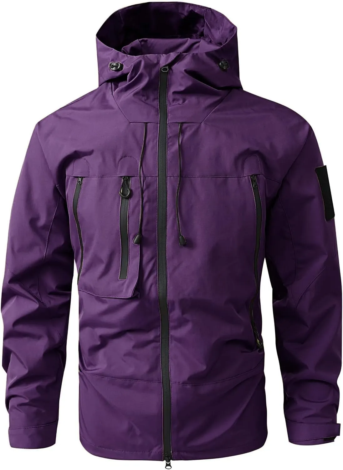 evzosrz Men's Tactical Lightweight Jacket Zip Hooded Outdoor Raincoat Running Hiking Travel Windbreaker Hoodies with Pockets