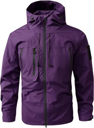 evzosrz Men's Tactical Lightweight Jacket Zip Hooded Outdoor Raincoat Running Hiking Travel Windbreaker Hoodies with Pockets