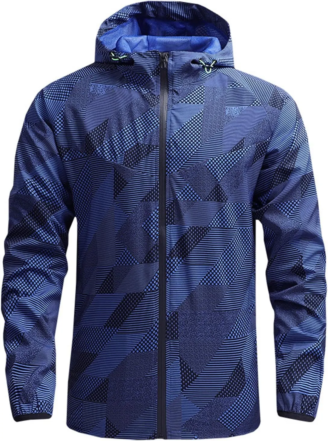 evzosrz Men's Windbreaker Jacket Lightweight Long Sleeve Water-Resistant Zip Up Solid 2024 Fall Winter Cycling Hooded Coats