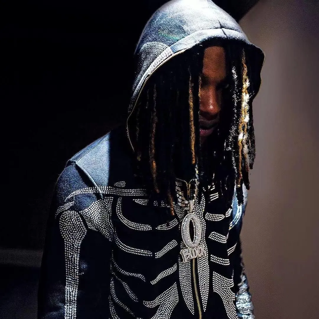 Faretumiya Women Men Rhinestone Hoodie Y2k Graphic Zip Up Unisex Sweatshirt Sparekly Oversized Pullover Jacket Streetwear