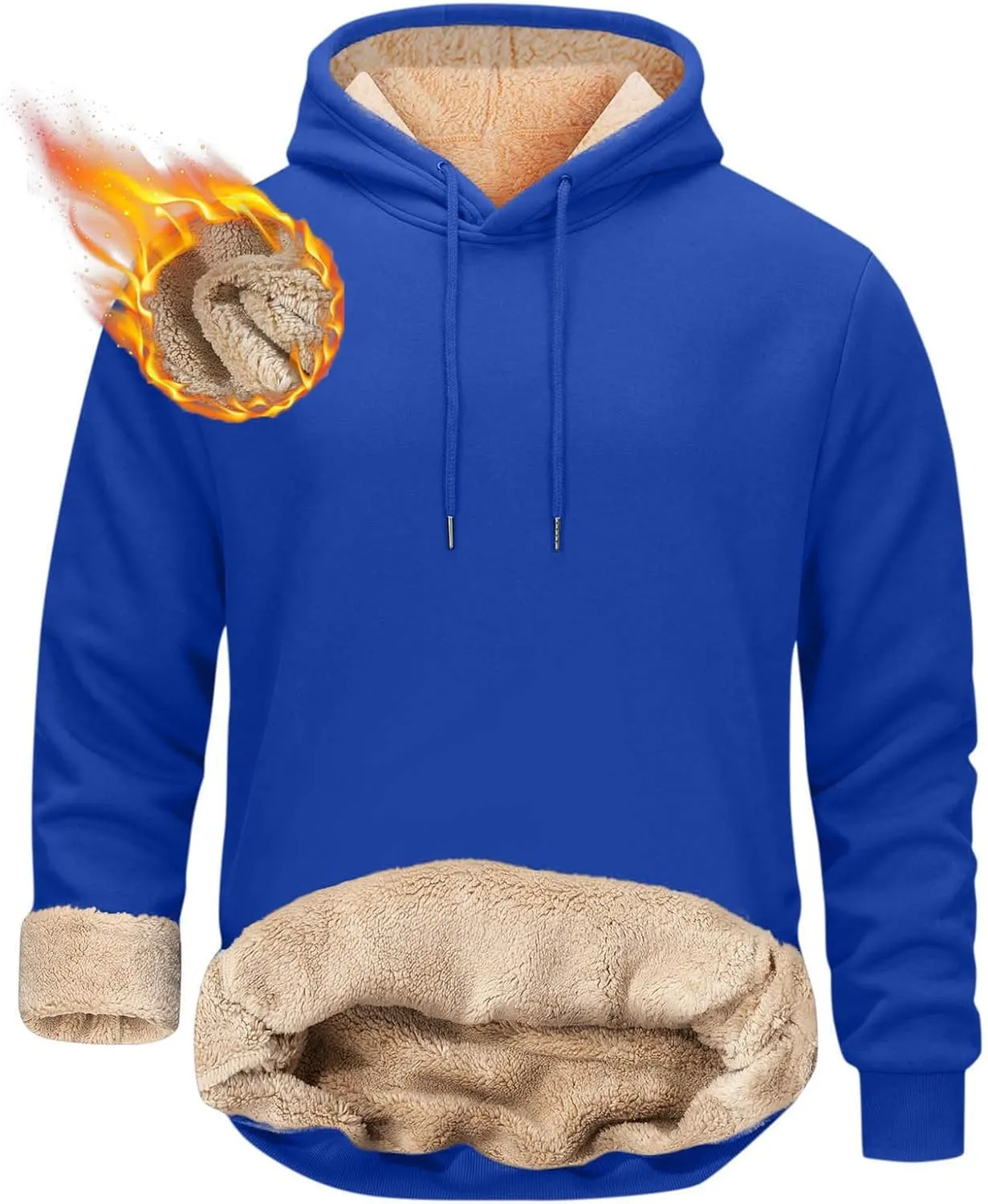 Fleece Hoodie Men Pullover Heavyweight Thick Winter Warm Hooded Sweatshirt Thermal Windproof Jacket Hoodies with Pocket