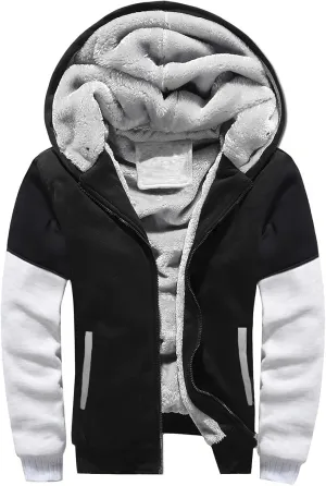 Fleece Lined Hoodie for Men Pullover Winter Workout Fleece Hoodie Jackets Full Zip Wool Warm Thick Coats