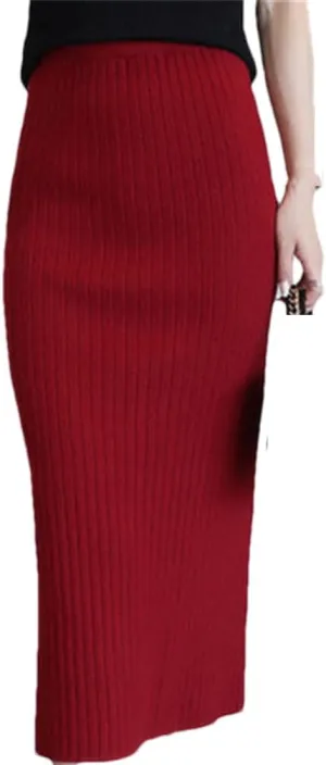 Fnfmrfmr Women Woolen Skirts Long Knitted Slim Office Autumn Winter Pencil Skirt