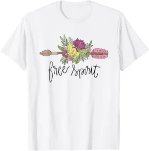 Free Spirit T-Shirt Boho Floral Arrow Tee T-Shirt