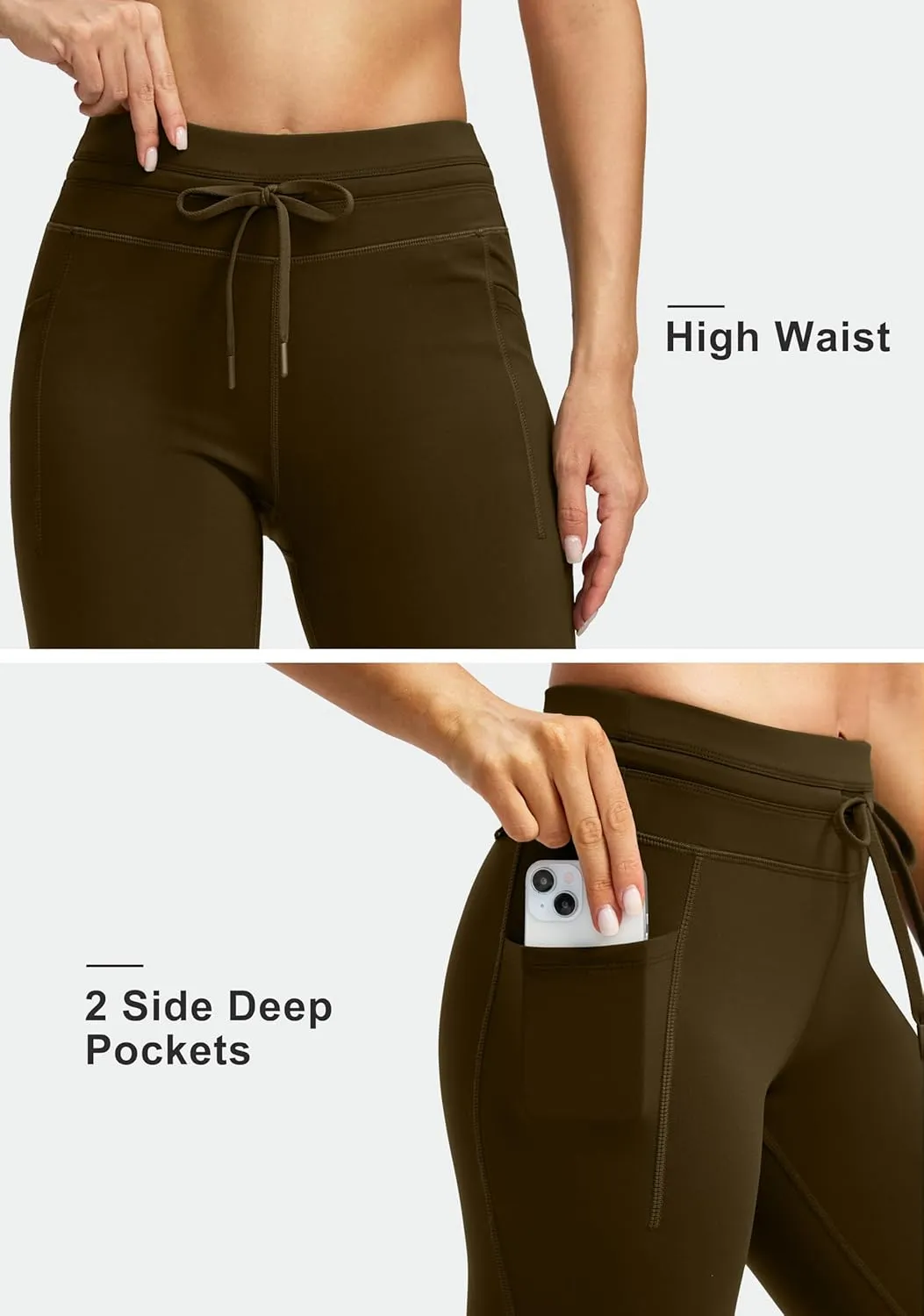 G Gradual Women's Fleece Lined Winter Leggings High Waisted Water Resistant Thermal Hiking Ski Pants for Women with Pockets