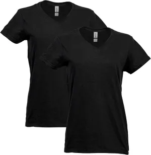 Gildan womens Heavy Cotton V-neck T-shirt, 2-pack T Shirt, Black, XX-Large US