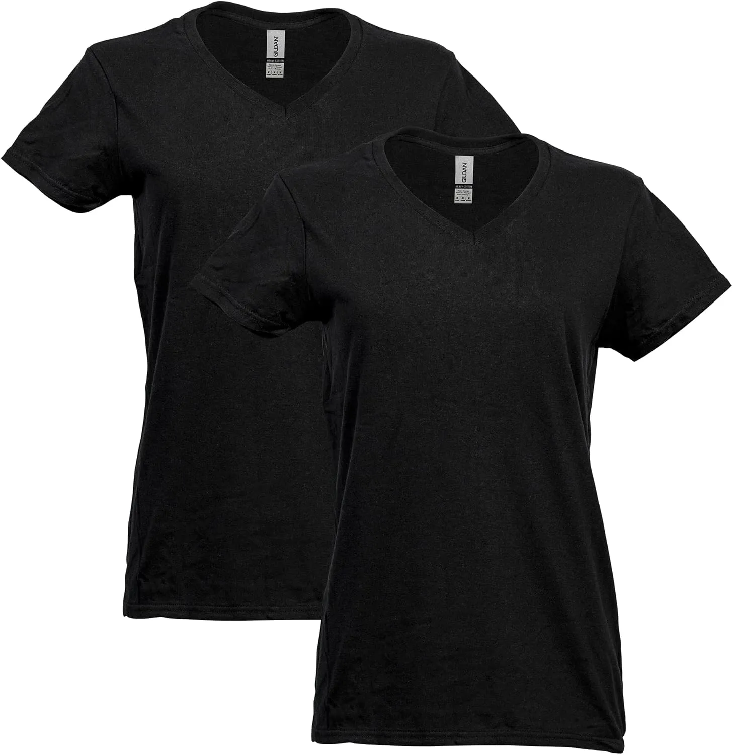 Gildan womens Heavy Cotton V-neck T-shirt, 2-pack T Shirt, Black, XX-Large US