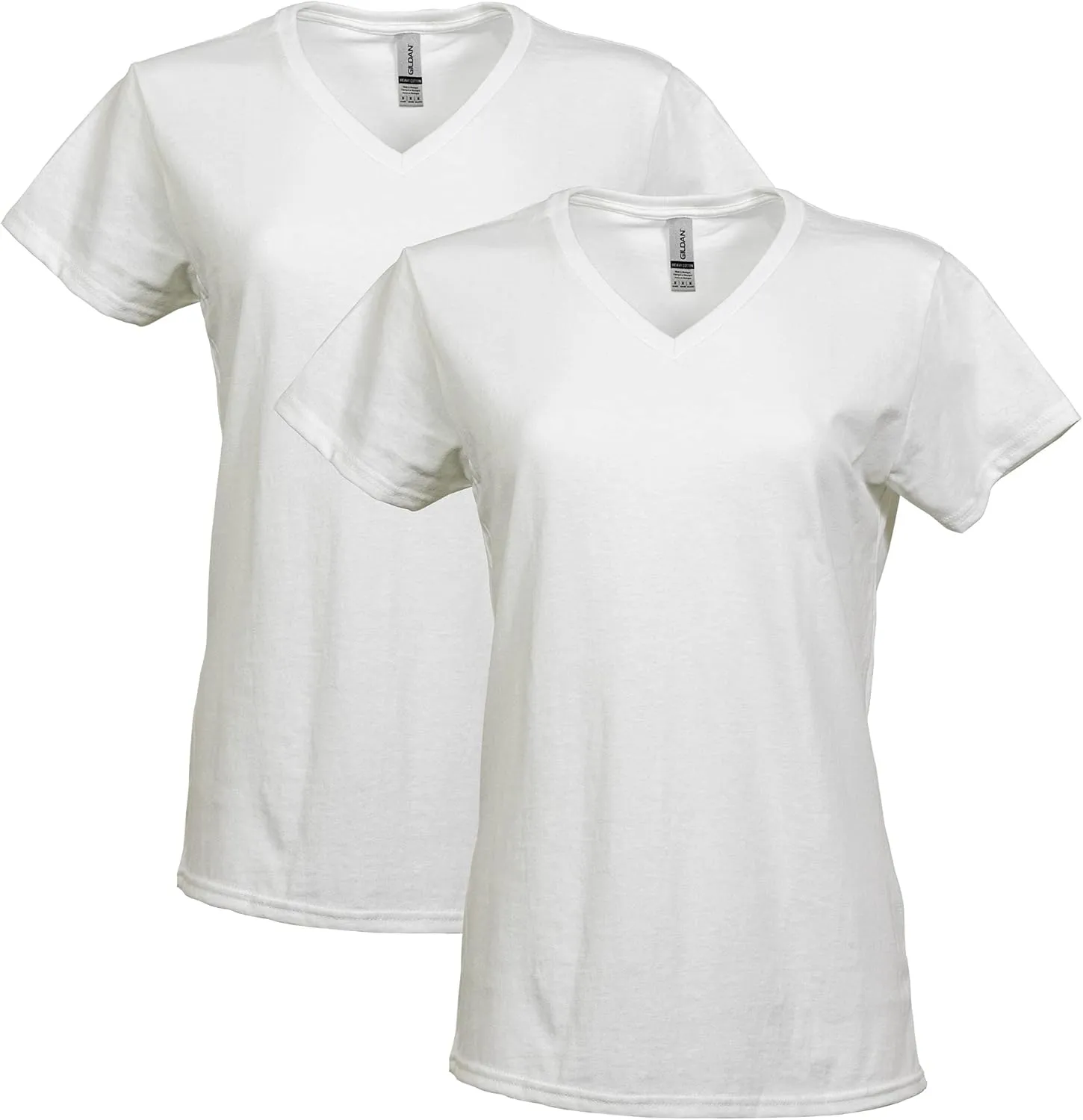 Gildan womens Heavy Cotton V-neck T-shirt, 2-pack T Shirt, White, XX-Large US