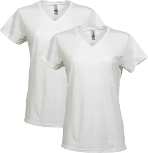 Gildan womens Heavy Cotton V-neck T-shirt, 2-pack T Shirt, White, XX-Large US