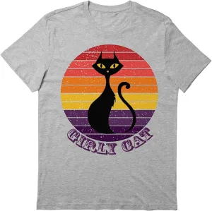 Girly Black CAT Retro Sunset T-Shirt, Love CAT T-Shirt, Funny CAT T-Shirt