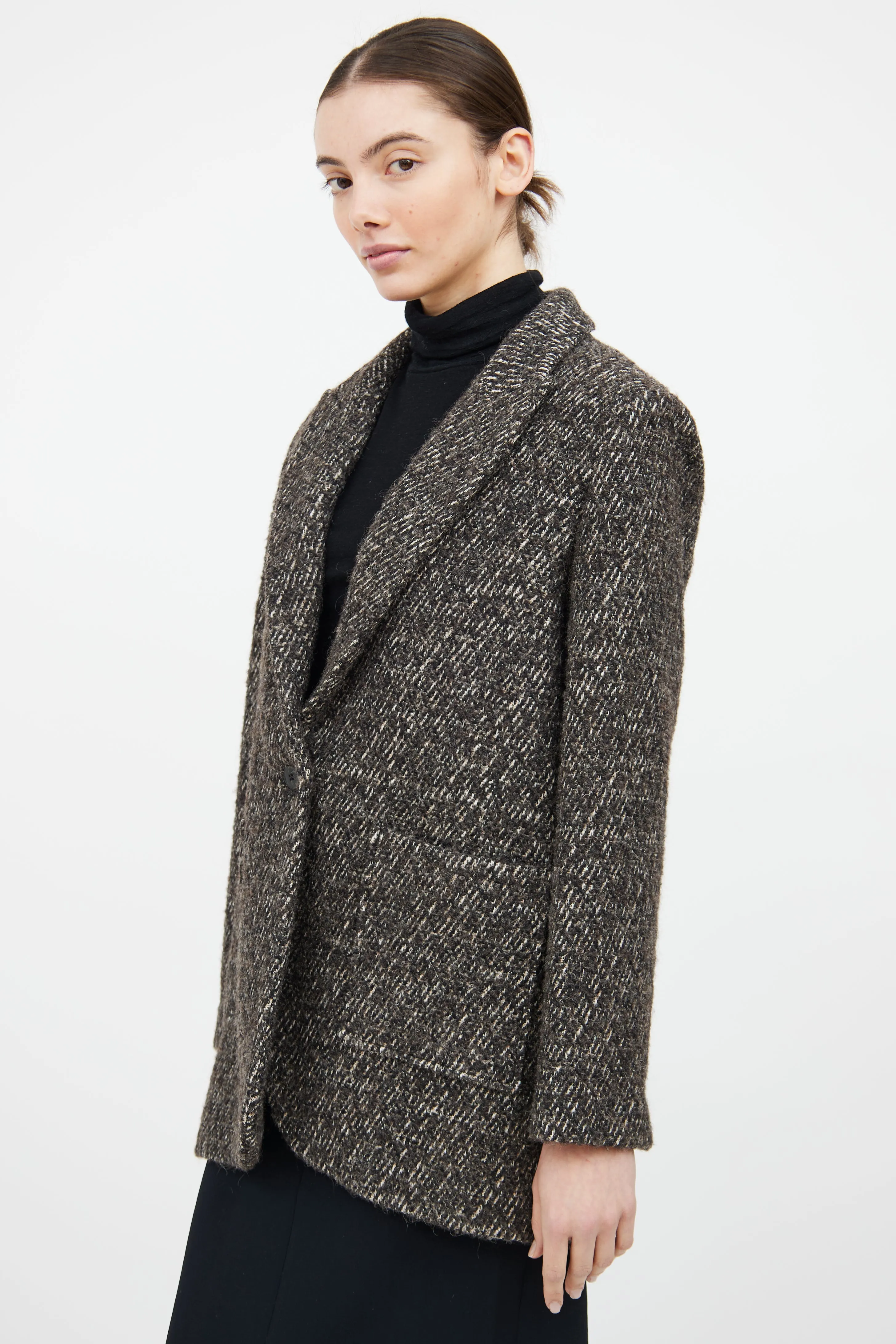 Grey & White Woven Lost Blazer