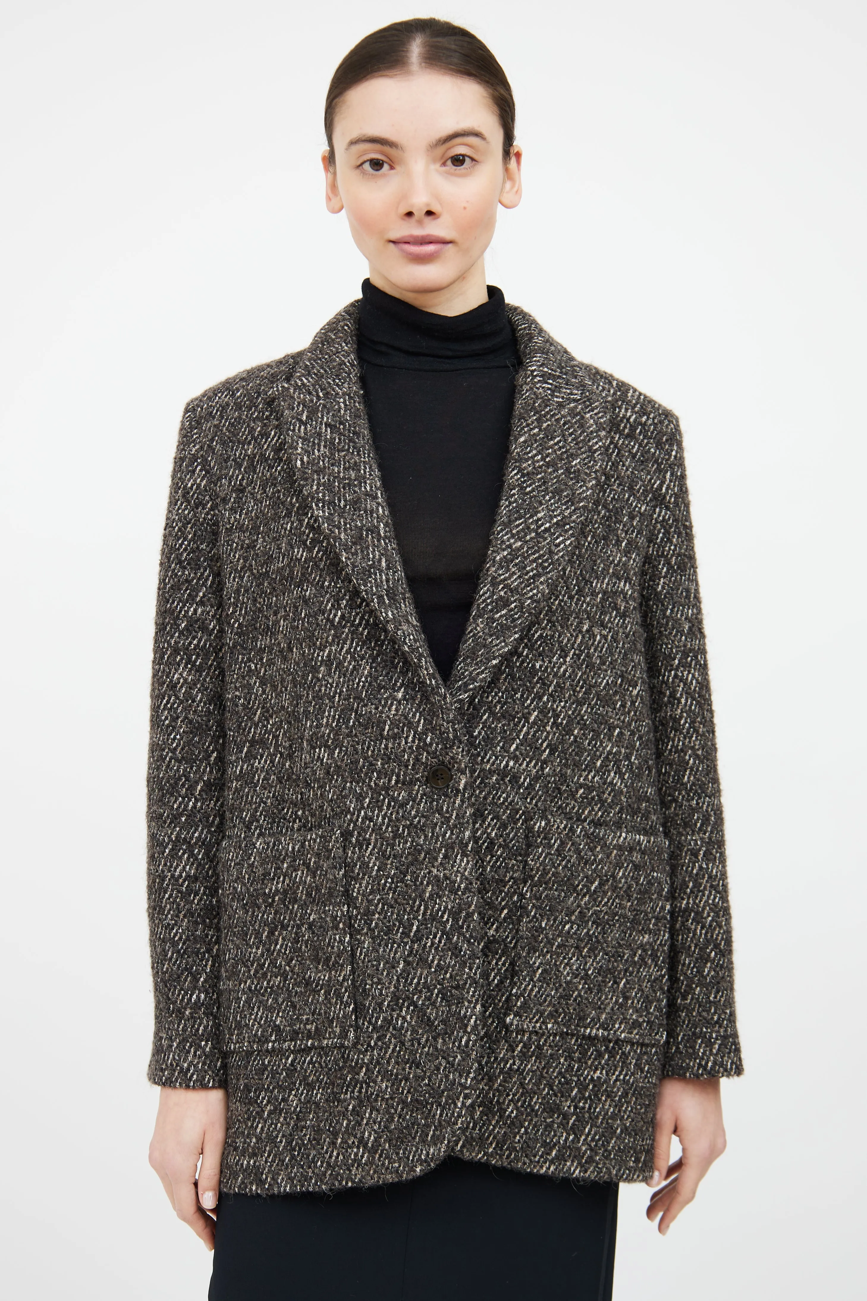 Grey & White Woven Lost Blazer
