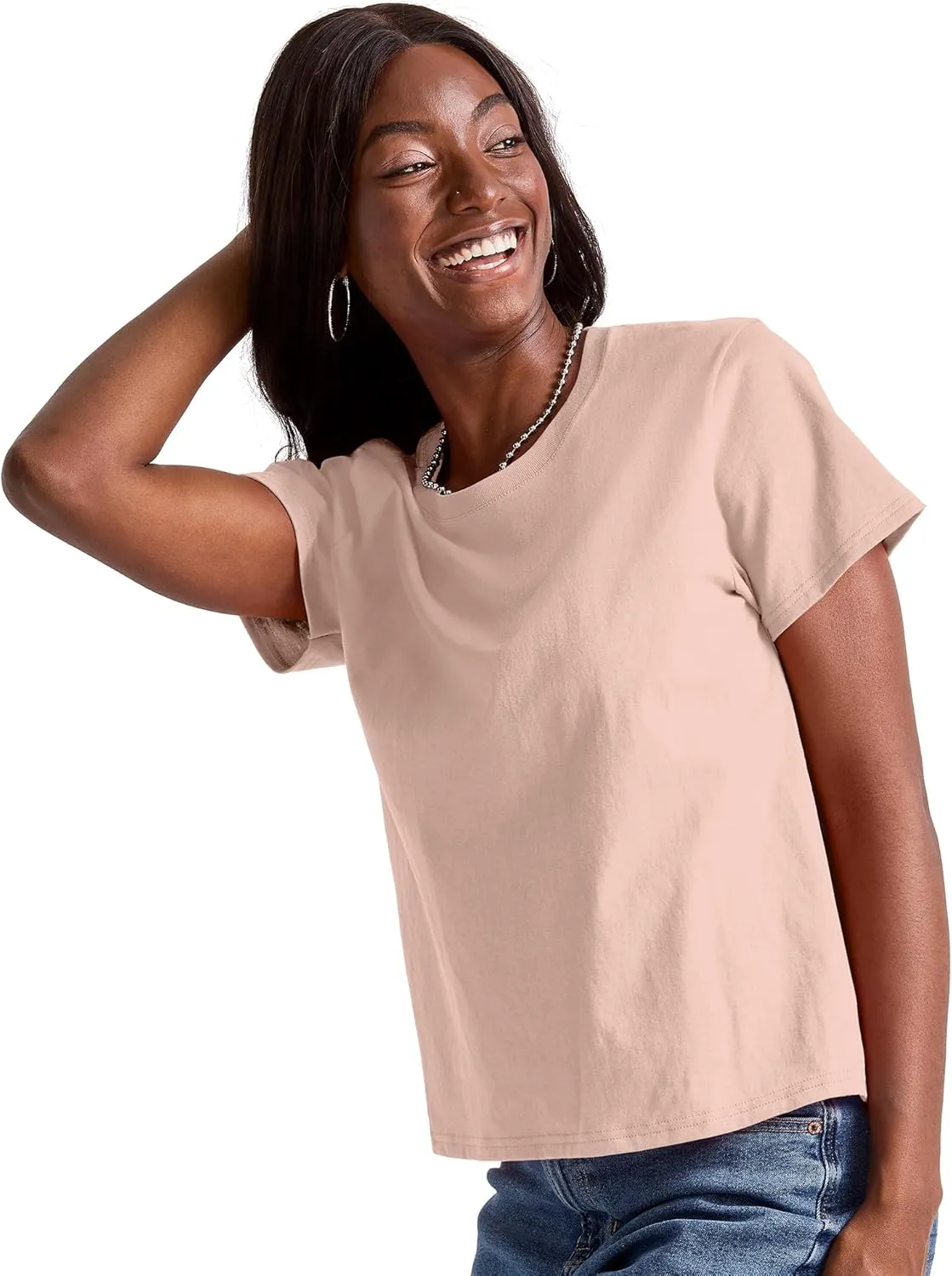 Hanes Women's Essentials T-Shirt, Cotton Crewneck Tee, Classic Fit T-Shirt for Women