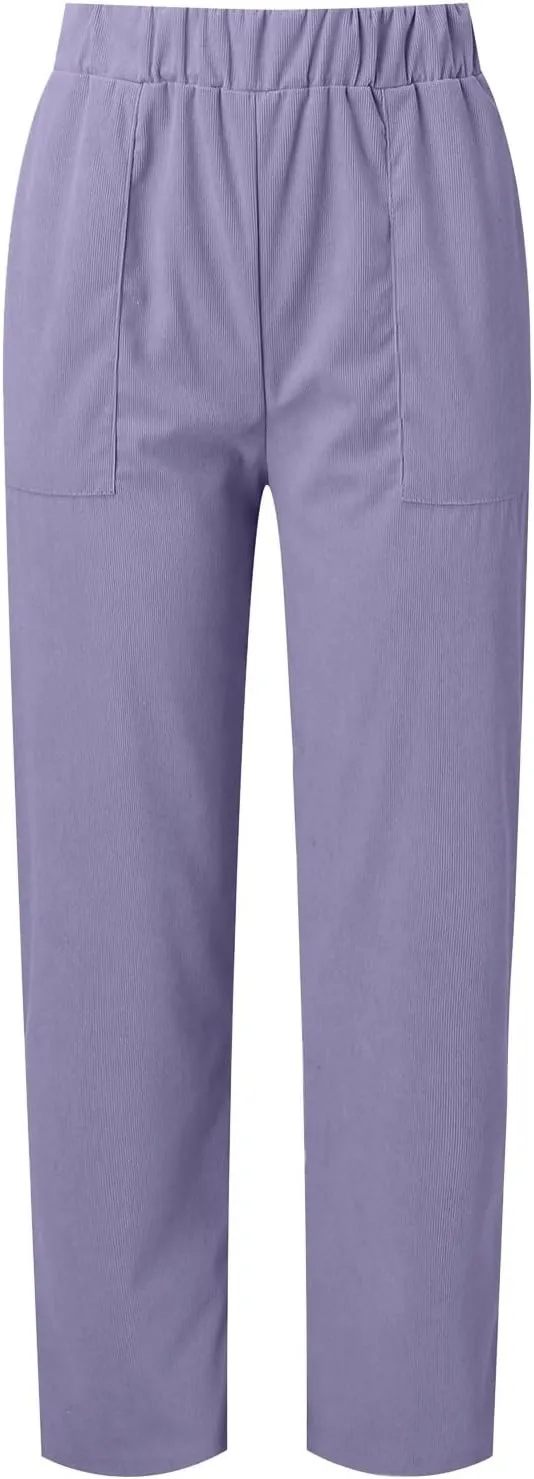 High Waisted Work Pants for Women Winter Opaque Hiking Leggings with Pockets Flare Leggings Wide Leg