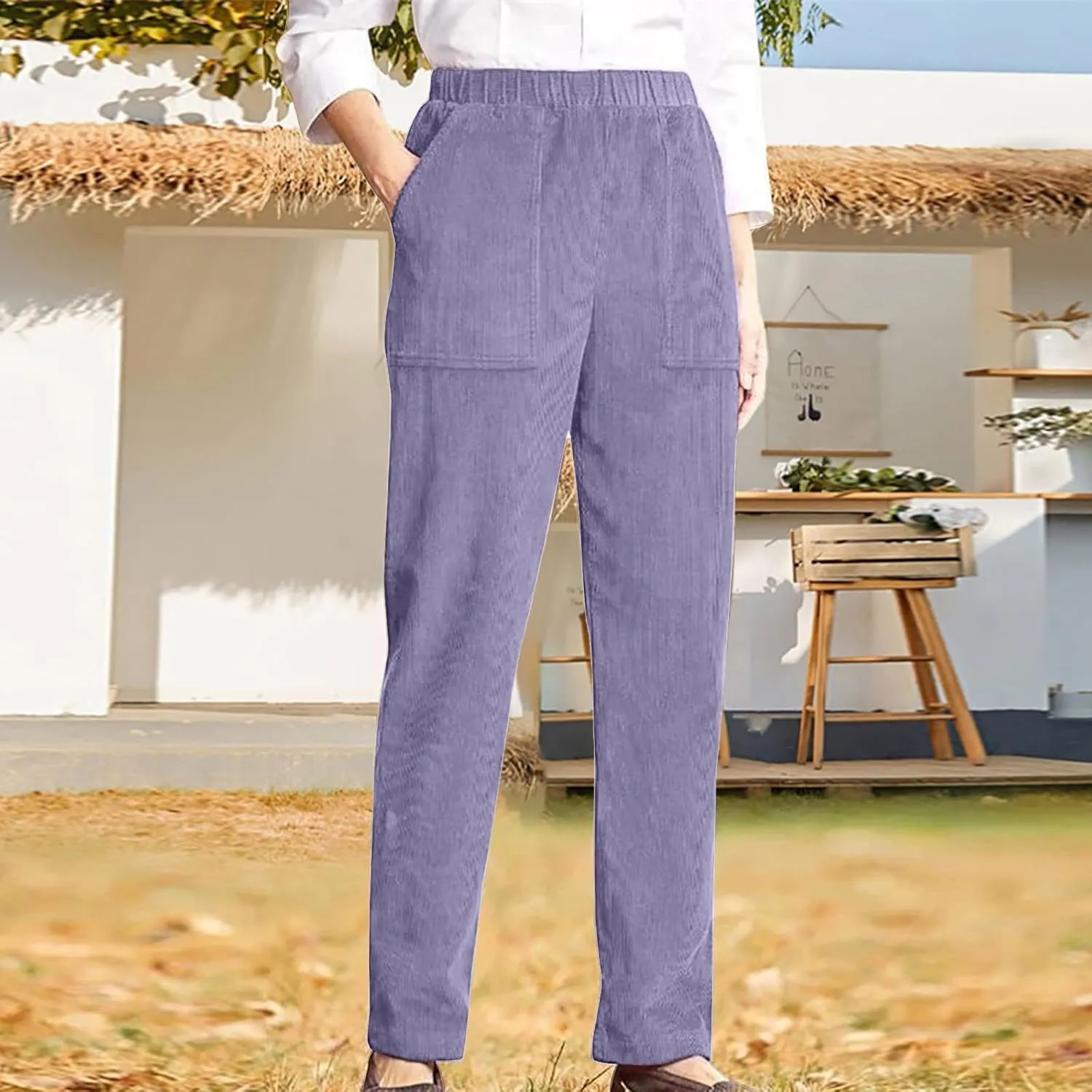High Waisted Work Pants for Women Winter Opaque Hiking Leggings with Pockets Flare Leggings Wide Leg
