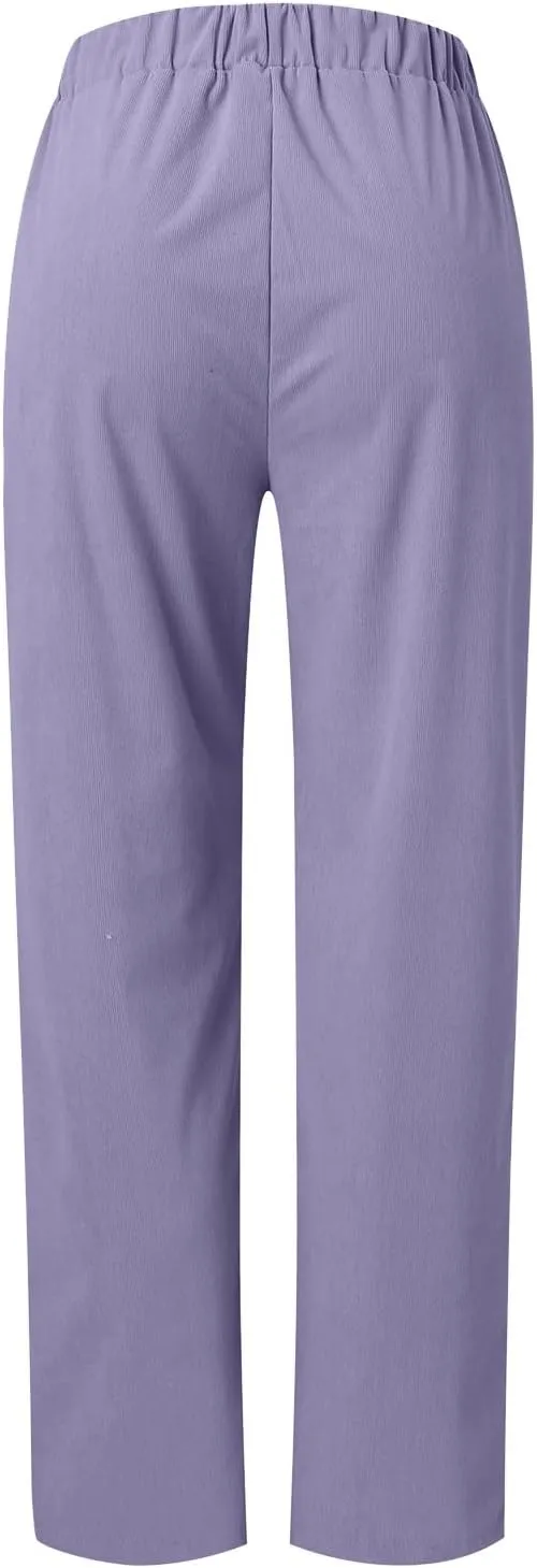 High Waisted Work Pants for Women Winter Opaque Hiking Leggings with Pockets Flare Leggings Wide Leg