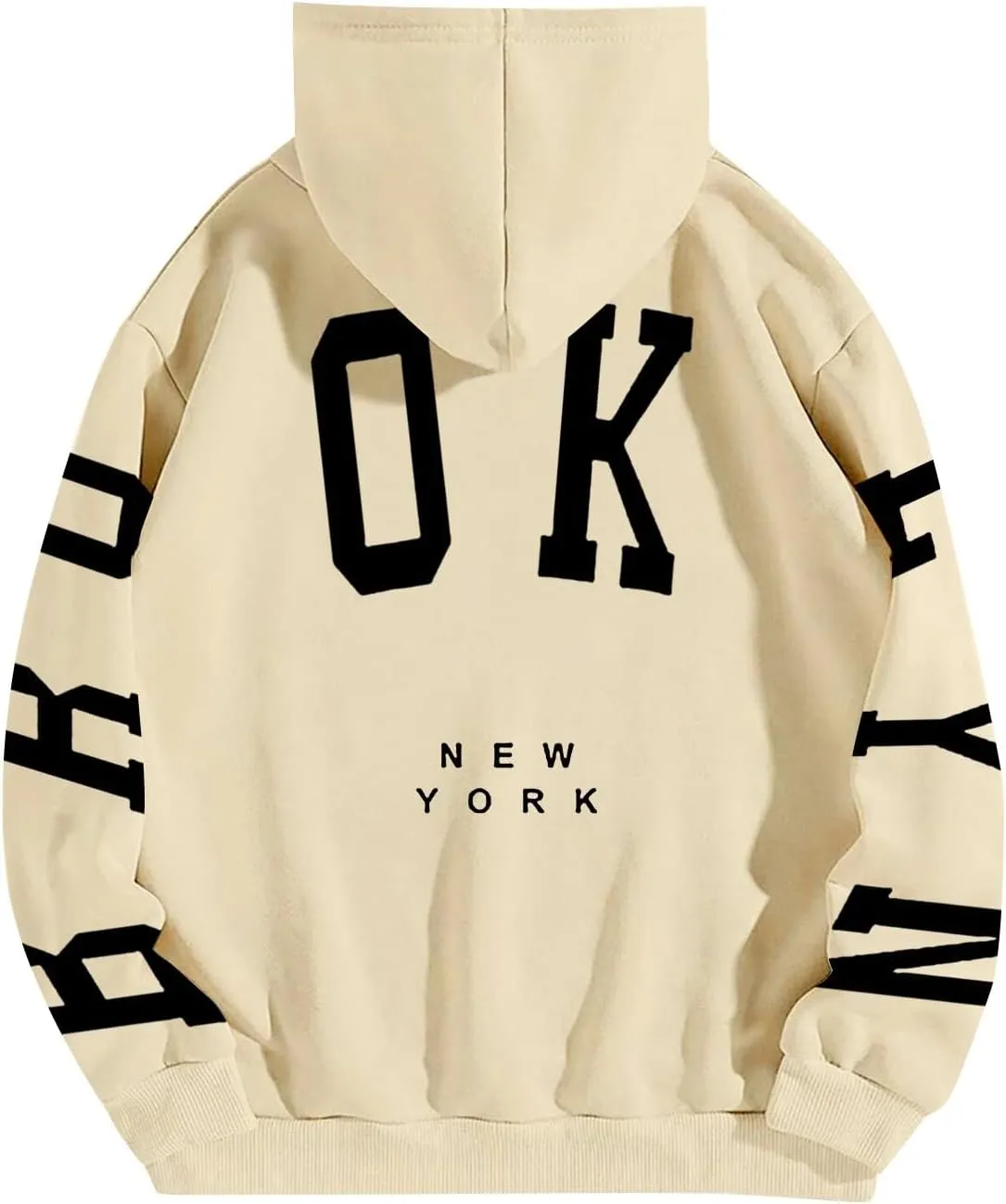 Hoodie Women Long Sleeve Sweatshirts New York U.S.A. Printed Hoodie Pocket Drop Shoulder Pullovers Top