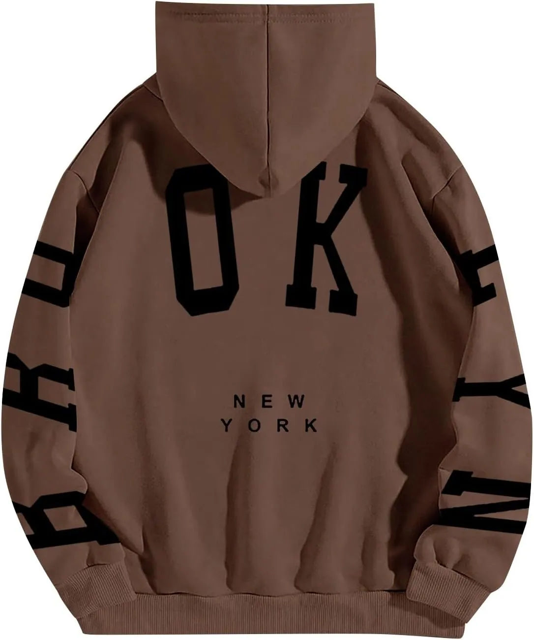 Hoodie Women Long Sleeve Sweatshirts New York U.S.A. Printed Hoodie Pocket Drop Shoulder Pullovers Top