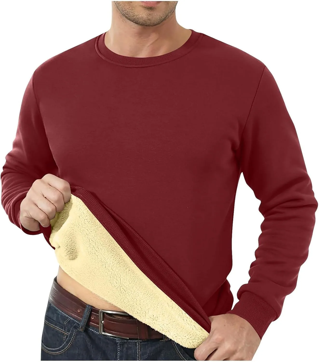 Hoodies for Men 2024 Heavyweight Fleece Sherpa Lined Hooded Sweatshirt Casual Thick Pullover Tops Winter Outfits