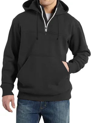 Hoodies for Men Quarter Zip Up Hoodie Pullover Loose Fit Heavyweight Hooded Sweatshirt for Men with Pocket