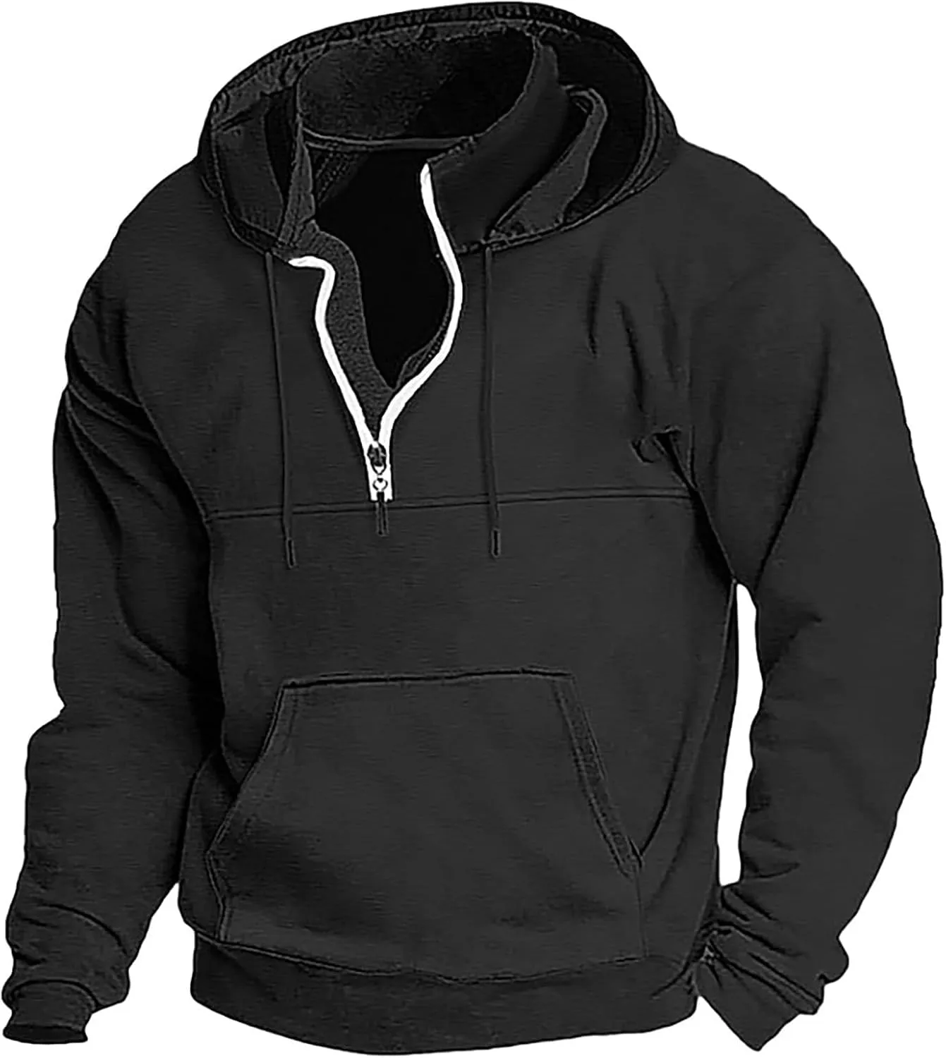 Hoodies for Men Quarter Zip Up Hoodie Pullover Loose Fit Heavyweight Hooded Sweatshirt for Men with Pocket