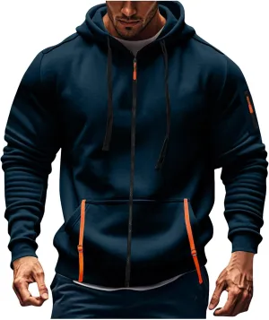 Hoodies for Men Zip up Pullover Vintage American Flag Print Workout Hoodies with Pockets Military Tactical Sweatshirt