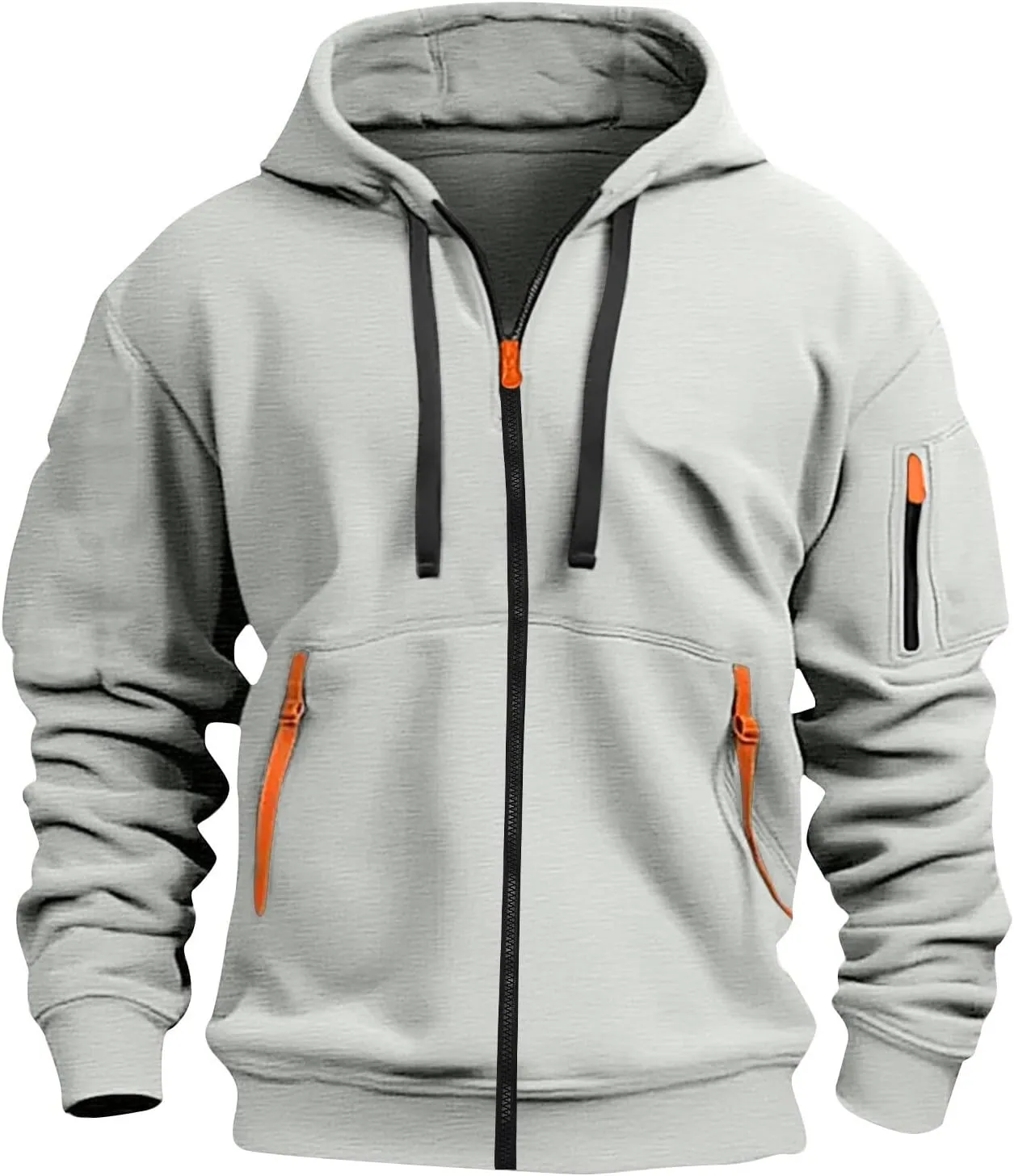 Hoodies for Men Zip up Pullover Vintage American Flag Print Workout Hoodies with Pockets Military Tactical Sweatshirt