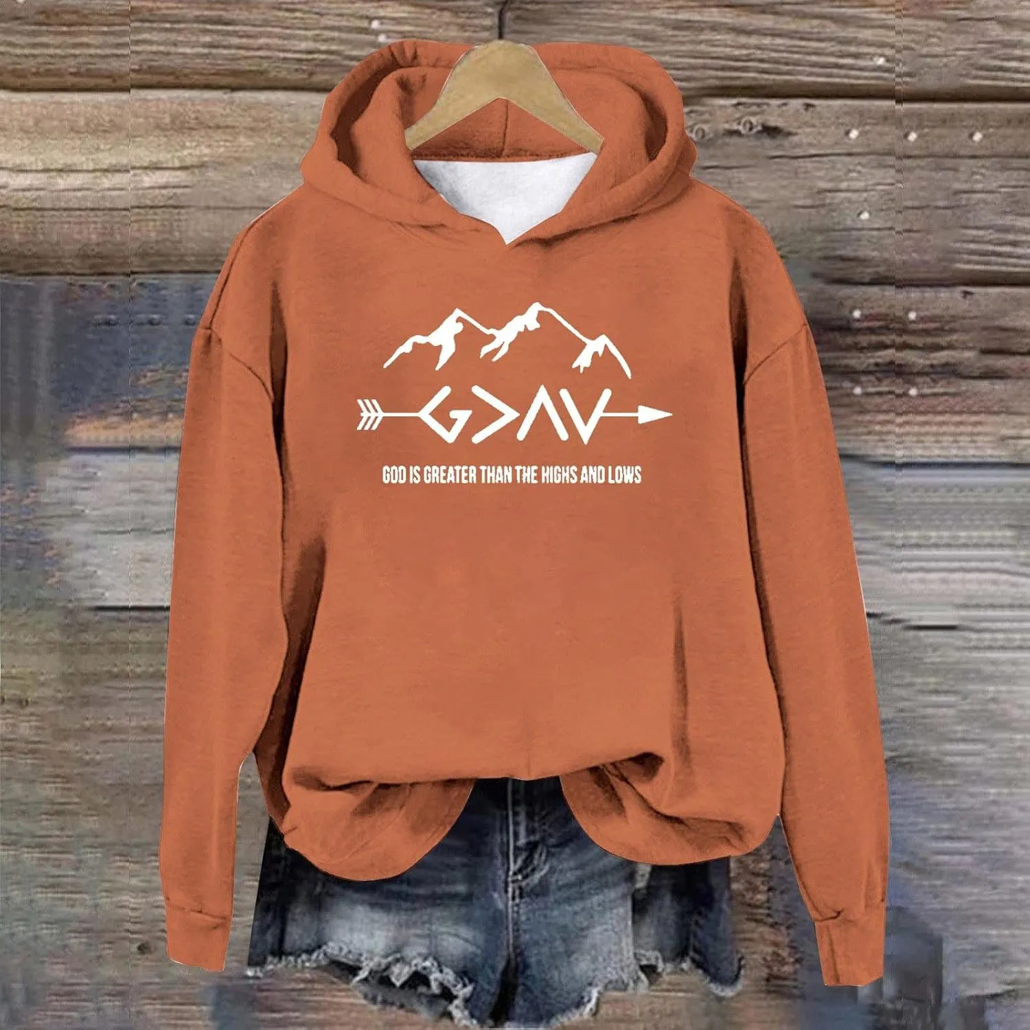 Jesus Sweatshirts For Womens God Is Greater Than The Highs And Lows Comfy Pullover Long Sleeve Round Neck Tops