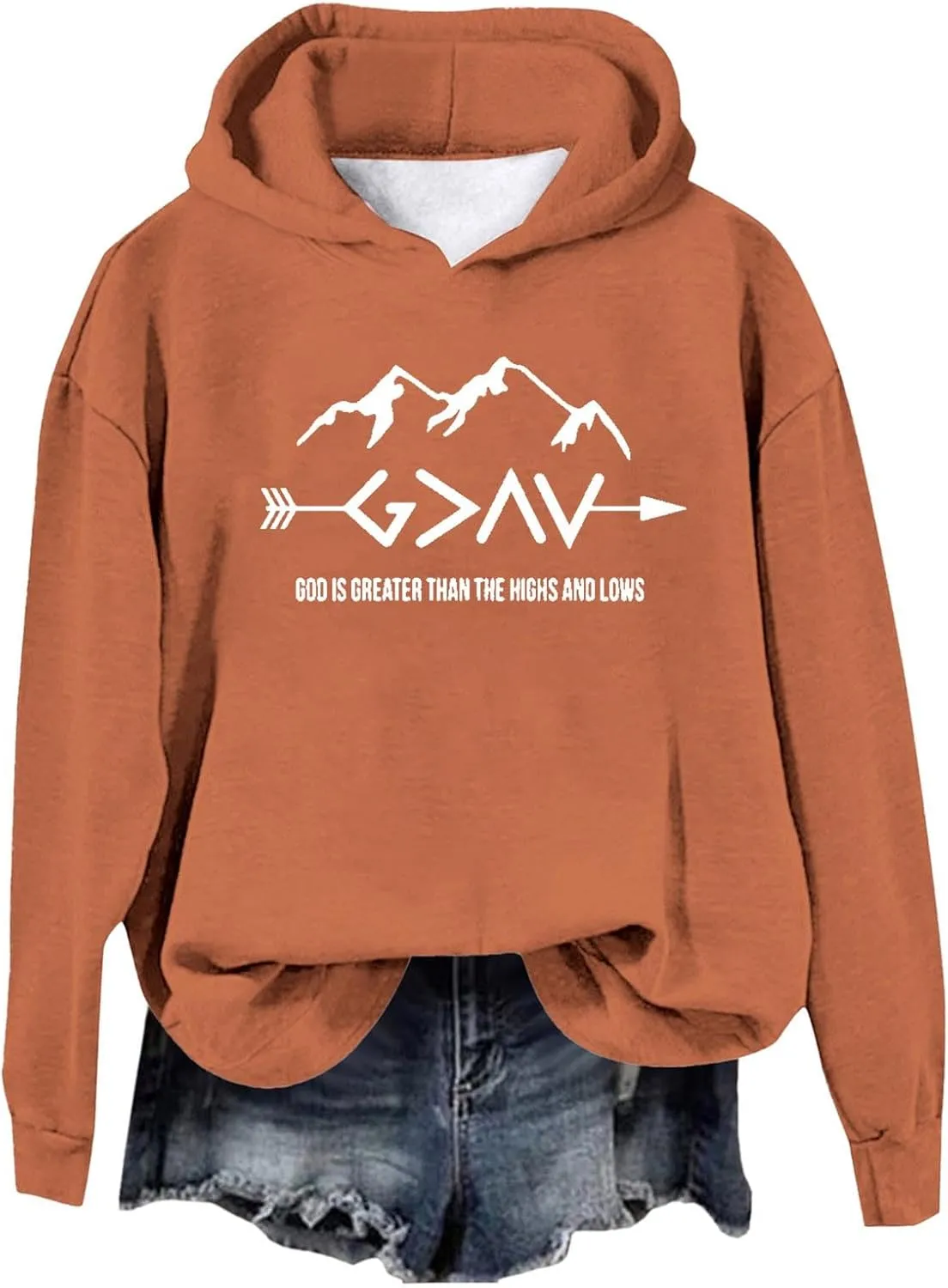 Jesus Sweatshirts For Womens God Is Greater Than The Highs And Lows Comfy Pullover Long Sleeve Round Neck Tops